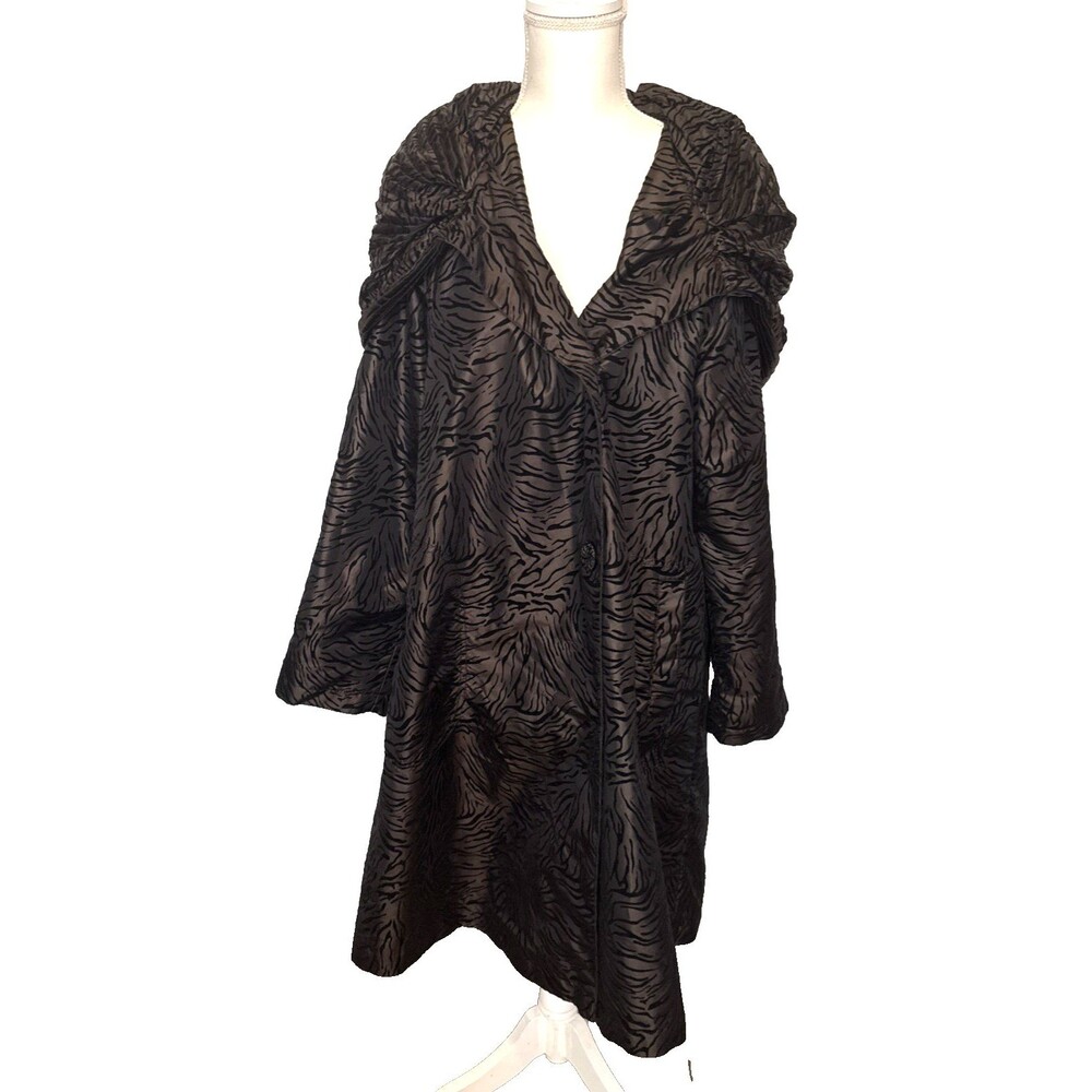 90s Gallery Animal Print Rain Coat Jacket Hooded Tiger Medium